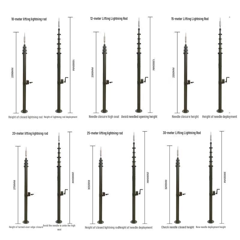 Портативный телескопический громоотвод Ruibisheng с ручной подъемной мачтой