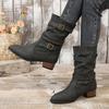 Fashion Plus Size 43 Women Boots European and American Fashion Buckle Pleated Short Boots Autumn and Winter New Flat Boots Women Shoes