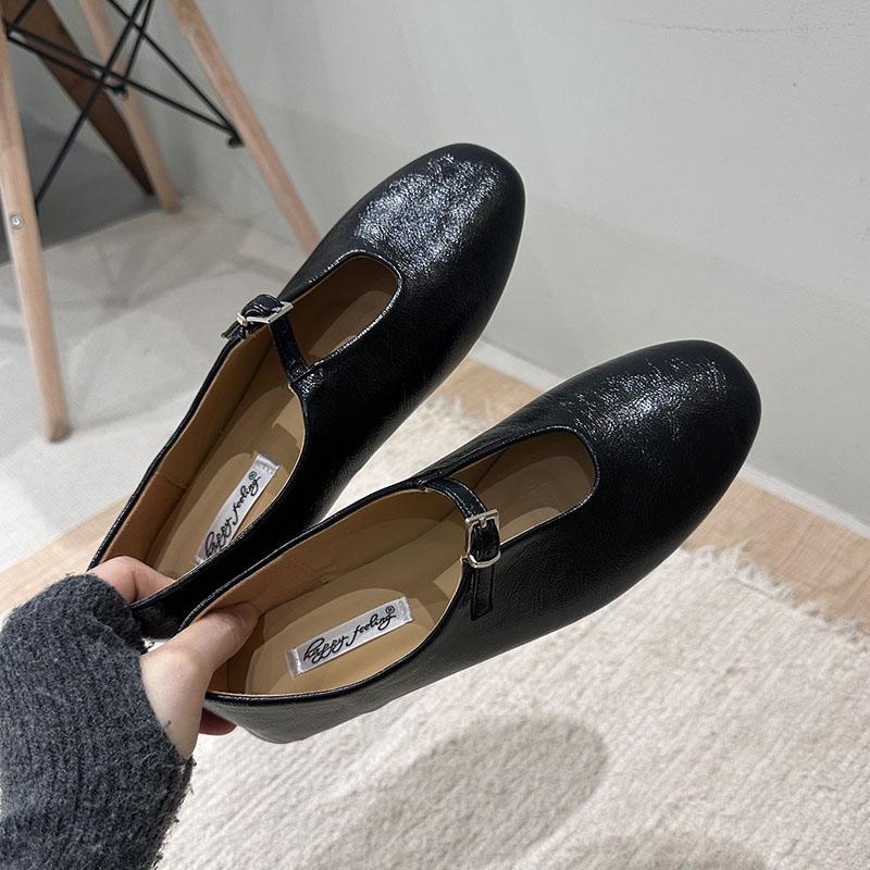Мода 2025 Новая Мода Ремешок с Пряжкой Женские Туфли Мэри Джейн Лоферы Слипоны Женская Обувь Мелкая Круглый Носок Женские Лоферы С Обувью