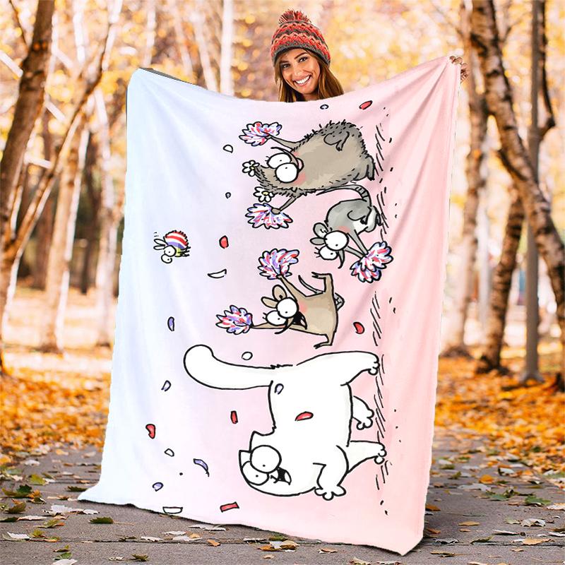 Simon's cat Flannel Blanket Soft Warm All-Season Throw, Design for Camping, Car Travel, Hiking Sofa, Bed, Office Perfect Gift for Parties