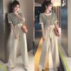 2023 Summer Women's Hong Kong Style Suit: Stylish, Tall Fit, Mature Look, Fashionable Wide-Leg Pants, Two-Piece Set