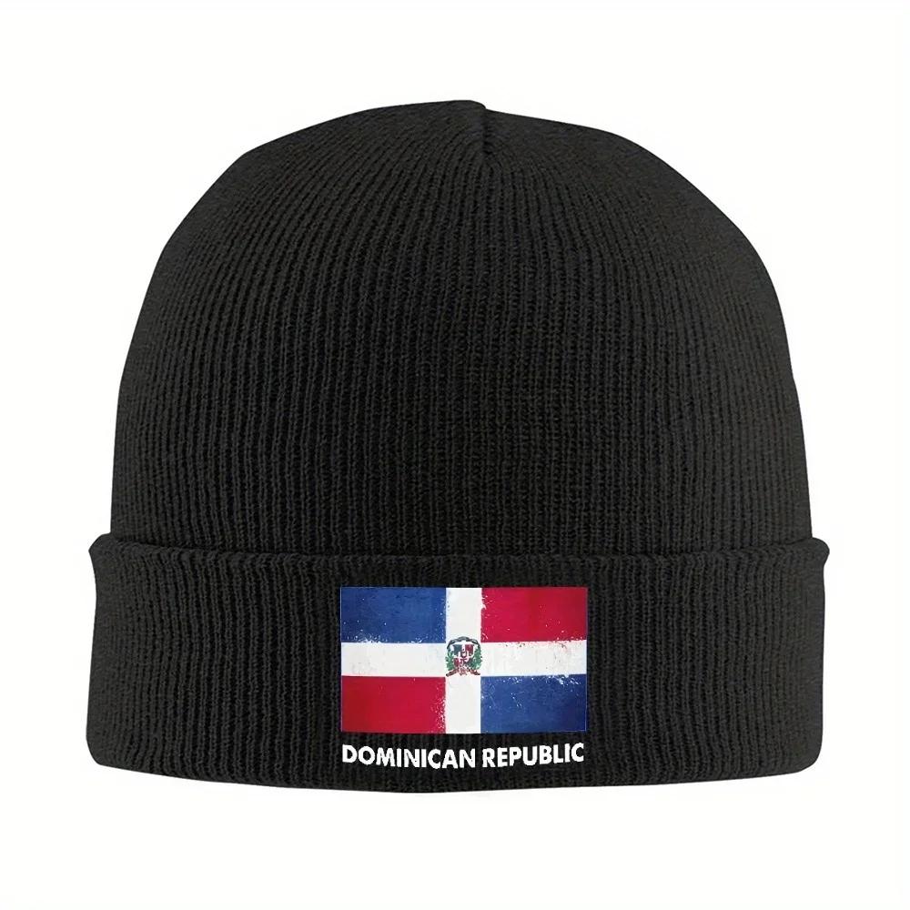 pc Dominican Republic Flag Bonnet Hats Knit Hat Unisex Women Vintage Warm Soft Beanie Hats Autumn Winter Kpop Custom Cap