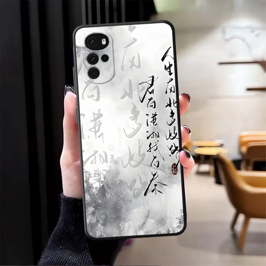 Ретро Чехол в Китайском Стиле для Motorola Moto Edge 20 Pro 30 Lite G32 G51 G73 G22 Edge40 G71 G52 G60s G53 G30 G50