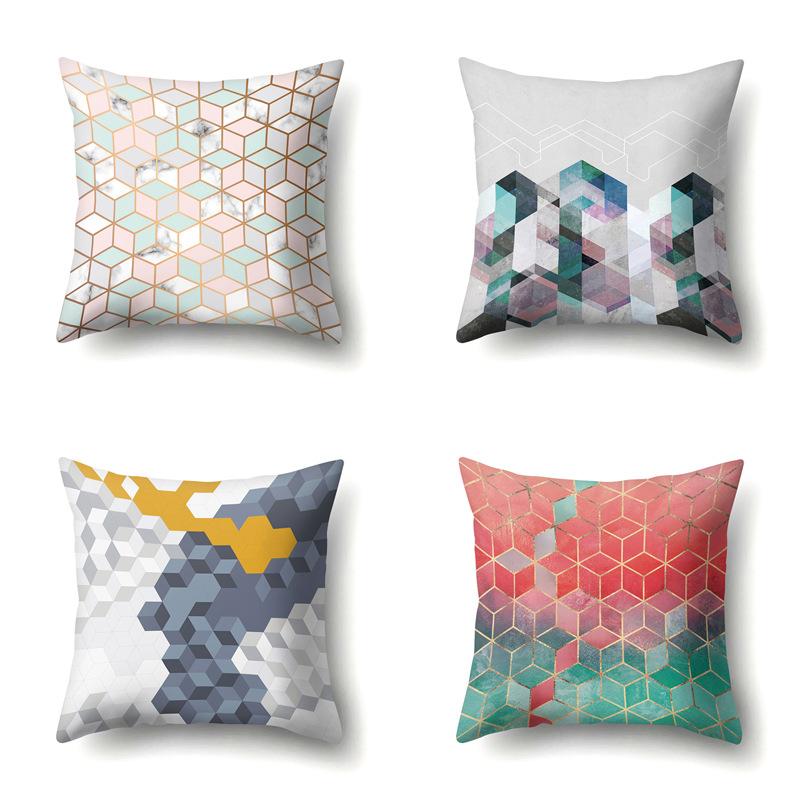 Ins Marble Polyester Pillowcase Car Decoration Home Printed Car Waist Cushion Pillowcase Pillowcase Car Decoration