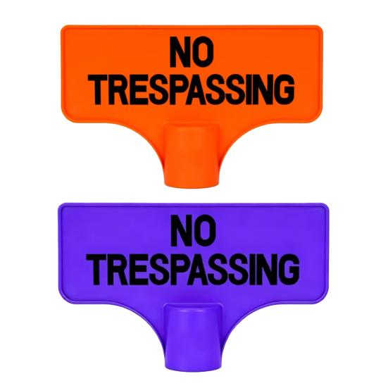 No Trespassing Sign Orange Purple Property Warning Sign Weather Resistant Highly Visible Outdoor Marker Sign