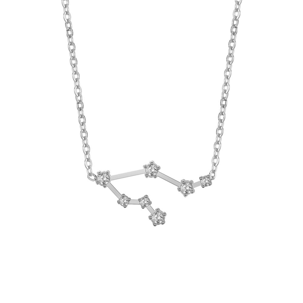 Clear Zircon Constellation Necklace Women Capricorn Libra Aries Leo Virgo Taurus Stainless Steel Horoscope Zodiac Necklaces Gift