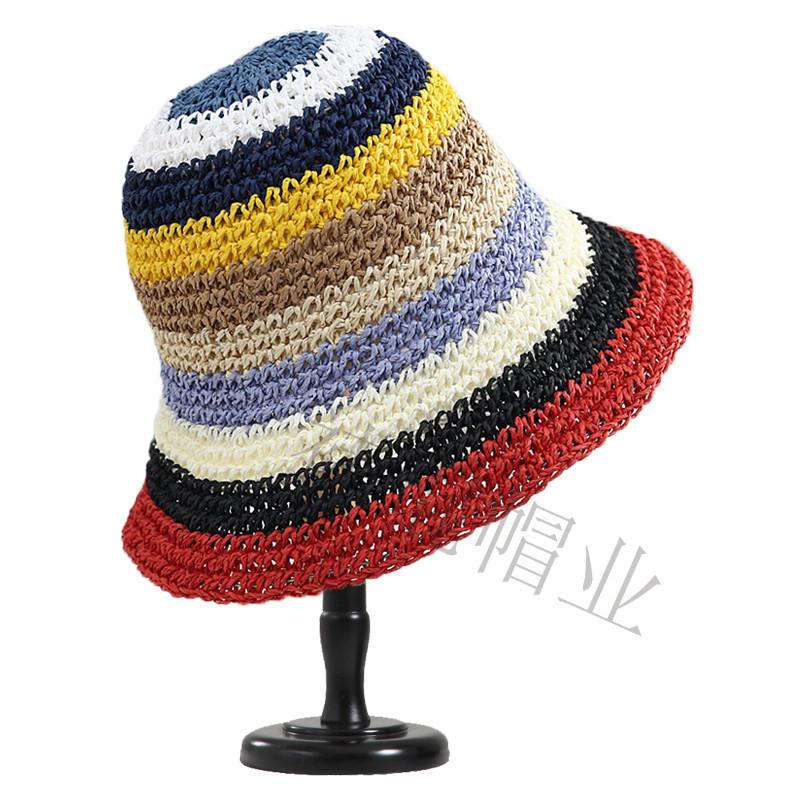 Модные летние женские панамы соломенные радужные вязаные крючком складные цветные солнцезащитные пляжные шапки ручной работы оптом