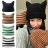 Hats Cute Cat Ears Pointed Pullover Ins Little Devil Japanese Beanie Hat Knitted Wool Cap Striped