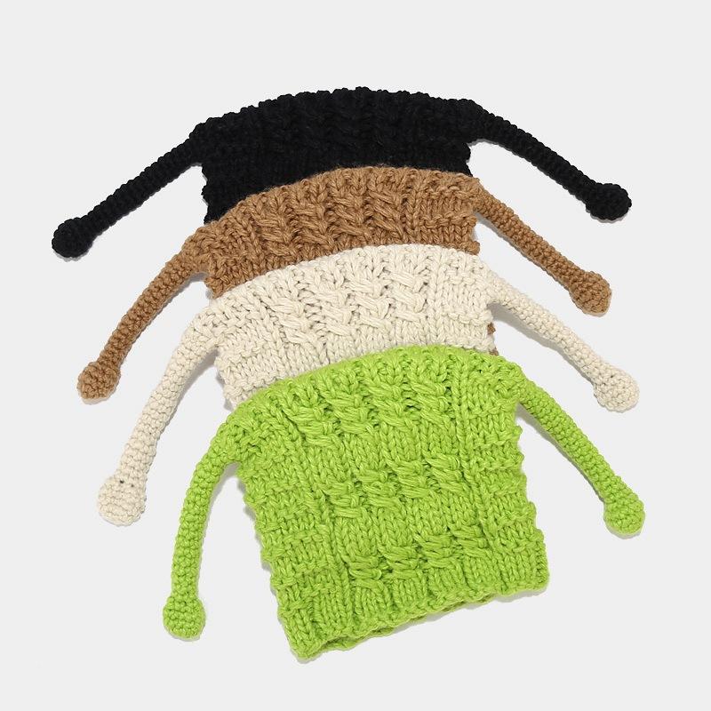 Women's Funny Antenna Knit Cap Hand Crochet Winter Beanie for Travel Age-Aggressive Red Hat