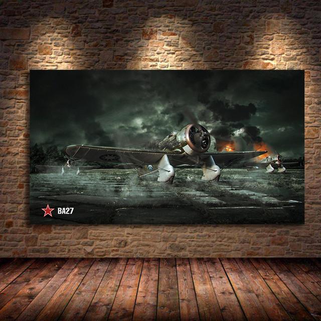 Bf109 Fighter Air Combat Monoplane Fighter Canvas Painting Classic Aircraft Living Room Home Bedroom Decoration Wall Art Picture