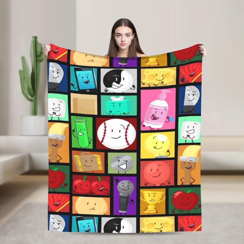 Cartoon Blankets Bfdi Flannel Funny Warm Throw Blanket for Home Autumn/Winter