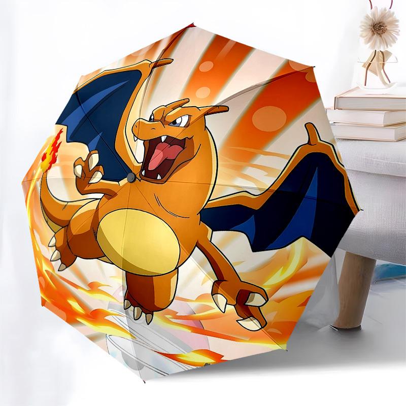 Charizard, FireThemed Automatic Opening and Closing umbrella 8 Ribs, Suitable for Leisure and Going Out, Outdoor Accessory, Gothic Style,