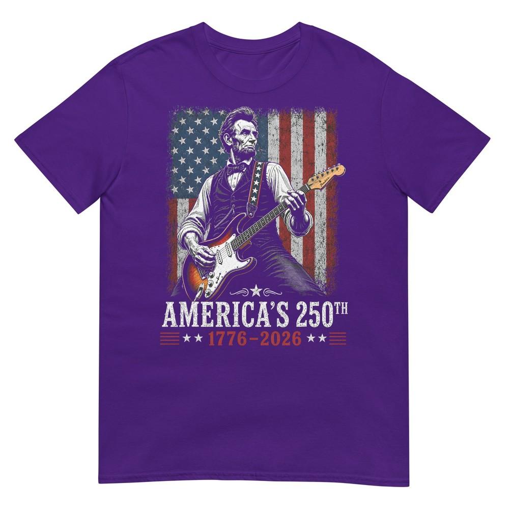 Abraham Lincoln Playing Guitar 4th Of July 250th Anniversary Tshirt