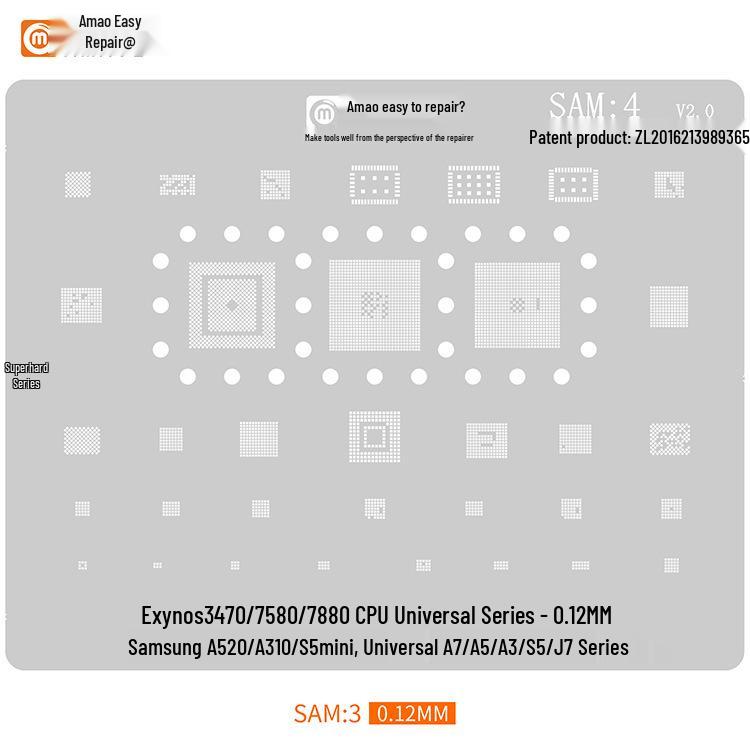 Amao Подходящий трафарет для паяльной пасты для Samsung S20/S21/A70/A90/J720/S10+/Note10 Многоцелевой чип