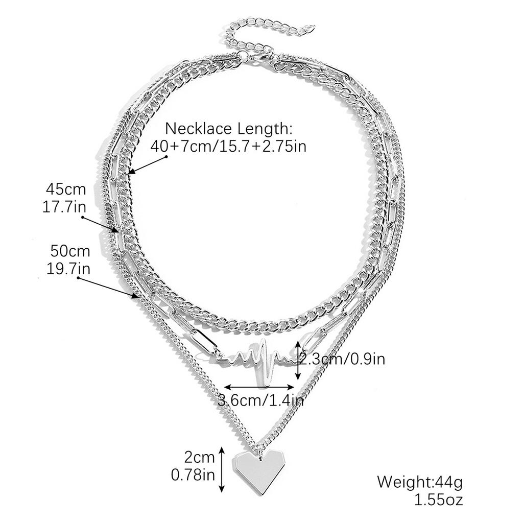 Ожерелье для женщин Ожерелье для женщин Премиальное чувство металлический кулон в форме сердца Многослойное ЭКГ сердце ожерелье Красивое элегантное ожерелье для нее