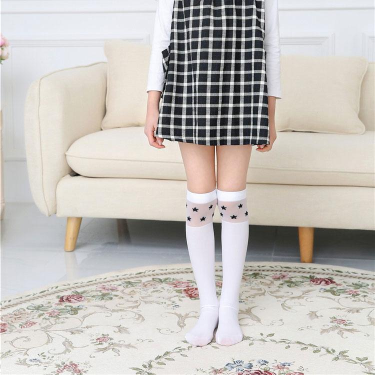 Детские белые длинные носки, кавайные милые носки до бедра с котом, кружевные носки с героями мультфильмов, весна-лето