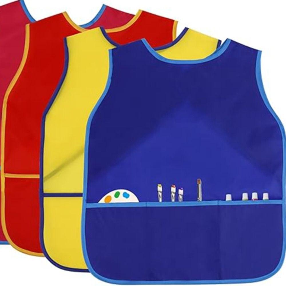 with 3 Pockets Painting Aprons Nylon Kids Apron Cleaning Apron Kids Art Smock Home