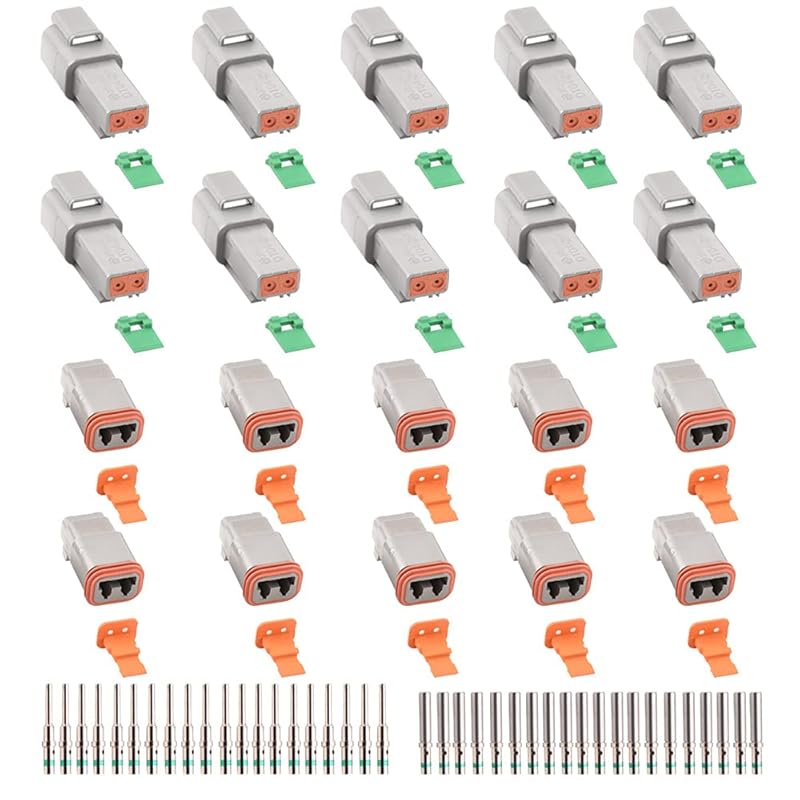 Разъем Deutsch 2-контактный JRready ST6246 10 комплектов, DT04-2P DT06-2S Серый водонепроницаемый электрический разъем для проводов с цельными контактами 14-20AWG
