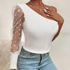 Women's Fashion Casual Spring Fall Solid Color Print Long Sleeve Oblique Collar Blouses & Shirts