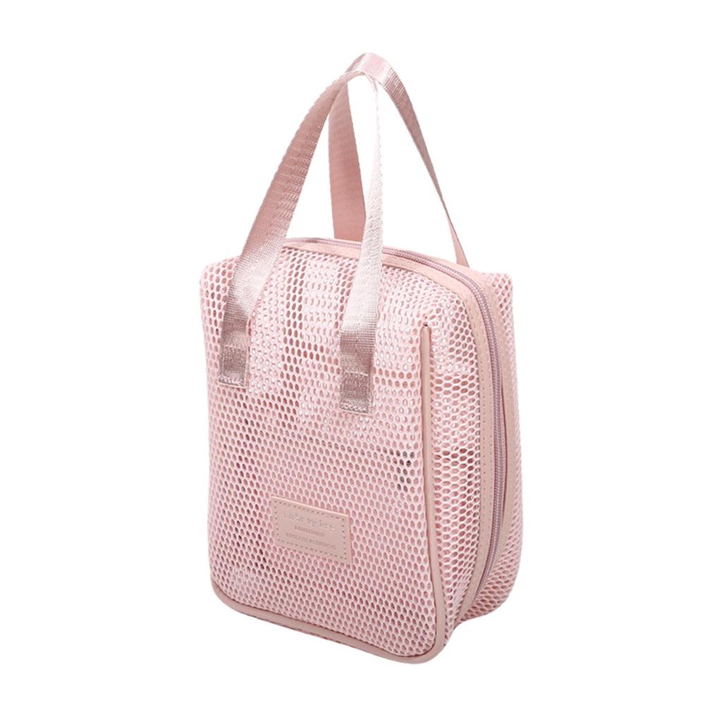 Travel Portable Large Capacity Zipped Mesh Cosmetic Bag Organizer Handbag Casual Multi-compartment Pocket Toiletry Pouch