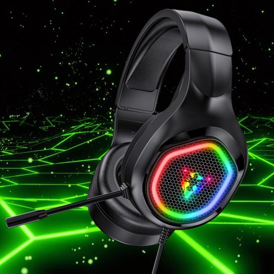 Игровые наушники с низкой задержкой, 7.1-канальный объемный звук, вращение на 360 градусов, проводная гарнитура с шумоподавлением