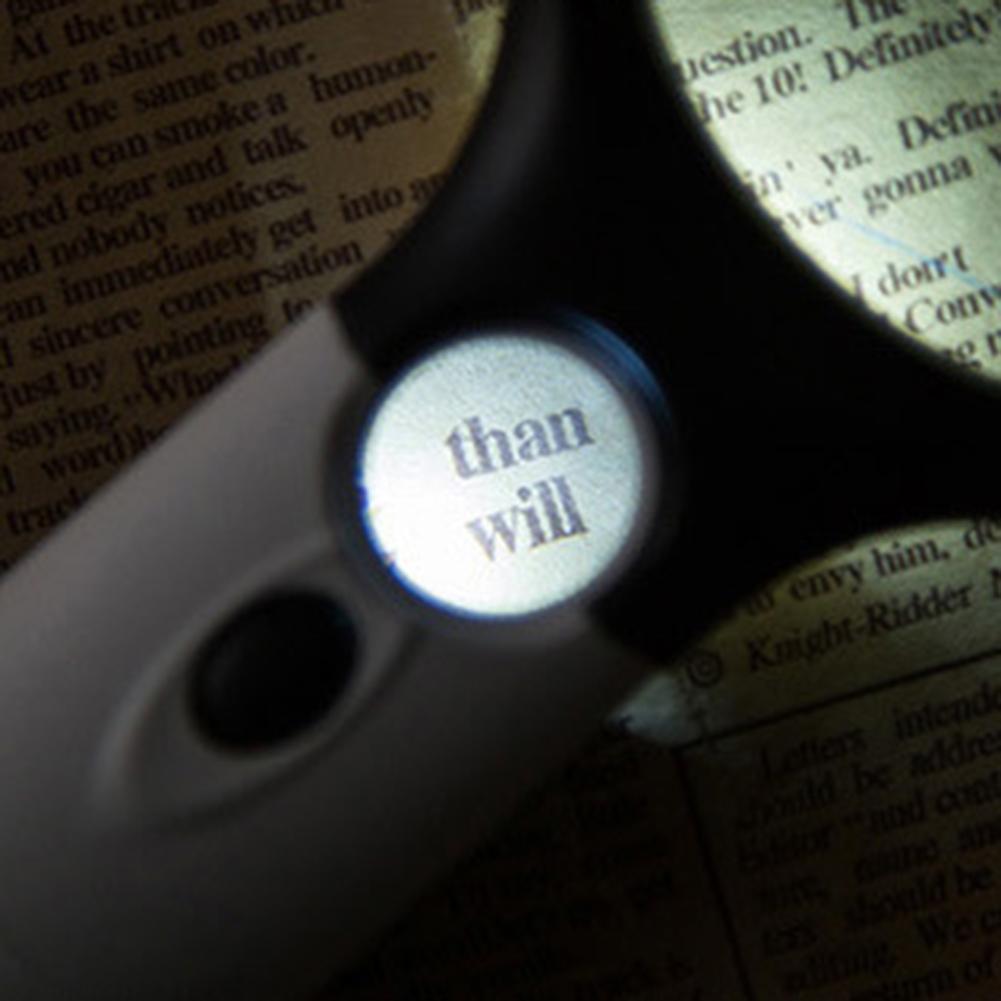 Magnifying Glass With Light, 3X Lighted Magnifying Glass, 3 Led White Lights Handheld Magnifying Glass, Illuminated Magnifier For Reading, Seniors, Je