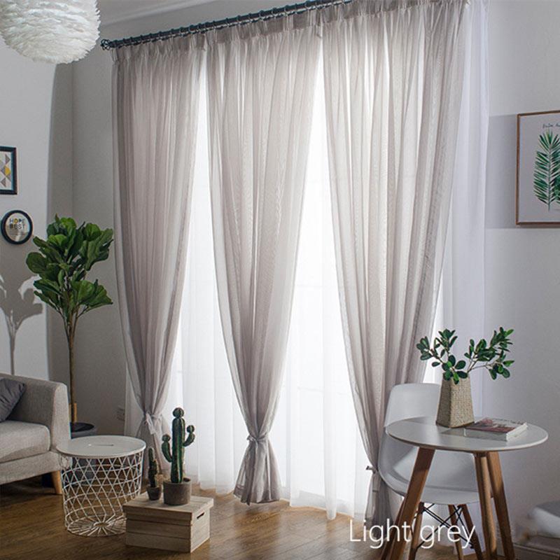 1 шт., простые занавески для окон, сплошные дверные шторы, драпировка, прозрачный тюль для гостиной