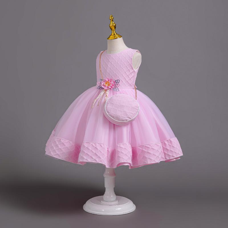 Новое платье принцессы из 3 предметов для девочек, элегантное платье с длинными рукавами и вышивкой для девочек, детское платье для дня рождения + комплект сумок