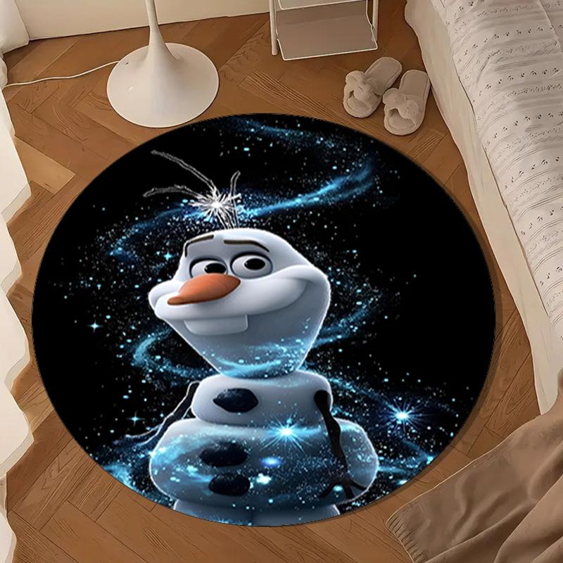 Snowman Olaf Sparkle Night Round Rug for Livingroom,Bedroom, Palyroom, Chair Rug, Area rug, Circle Carpet, Large Size Decor Fan Christmas gift