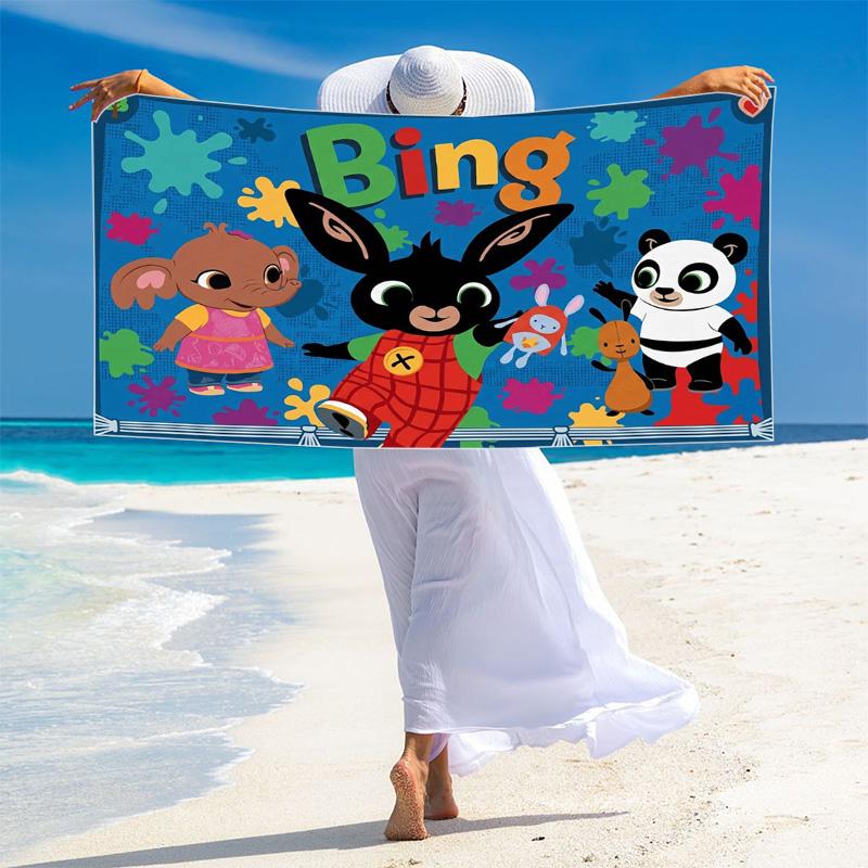 Bing Cartoon Print Beach Towel, Large Soft Quick Dry Towel for Beach Camping Swimming