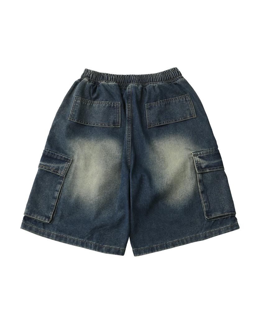 GOLDEN SUNSHINE Damage Cargo Denim Shorts_D/Blue