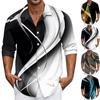 Мужская летняя новая свободная рубашка с длинным рукавом с принтом, кардиган, пляжная рубашка