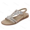 Fashion 2025 New Summer Women's Rhinestone Design Flat Sandals Bohemian Style Comfortable Lightweight hollow Breathable Elegant Shoes