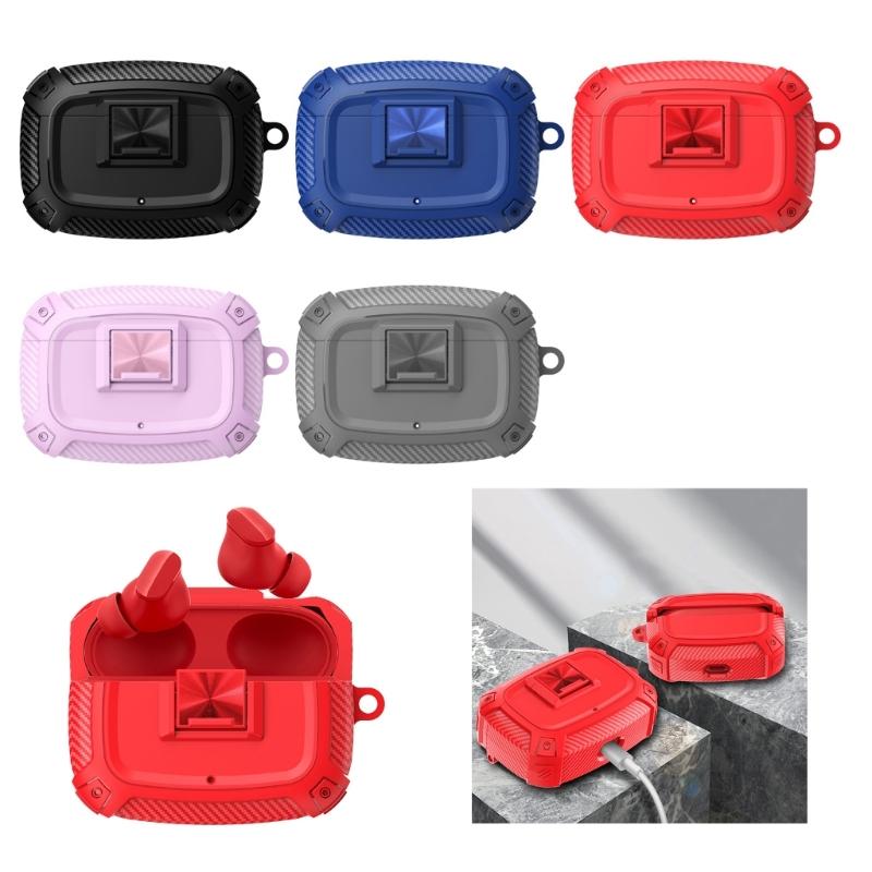 Shockproof Protective Case for Studio Buds/+ Earbuds Shell Guard with Secure Lock Design and Carabiner Keychain