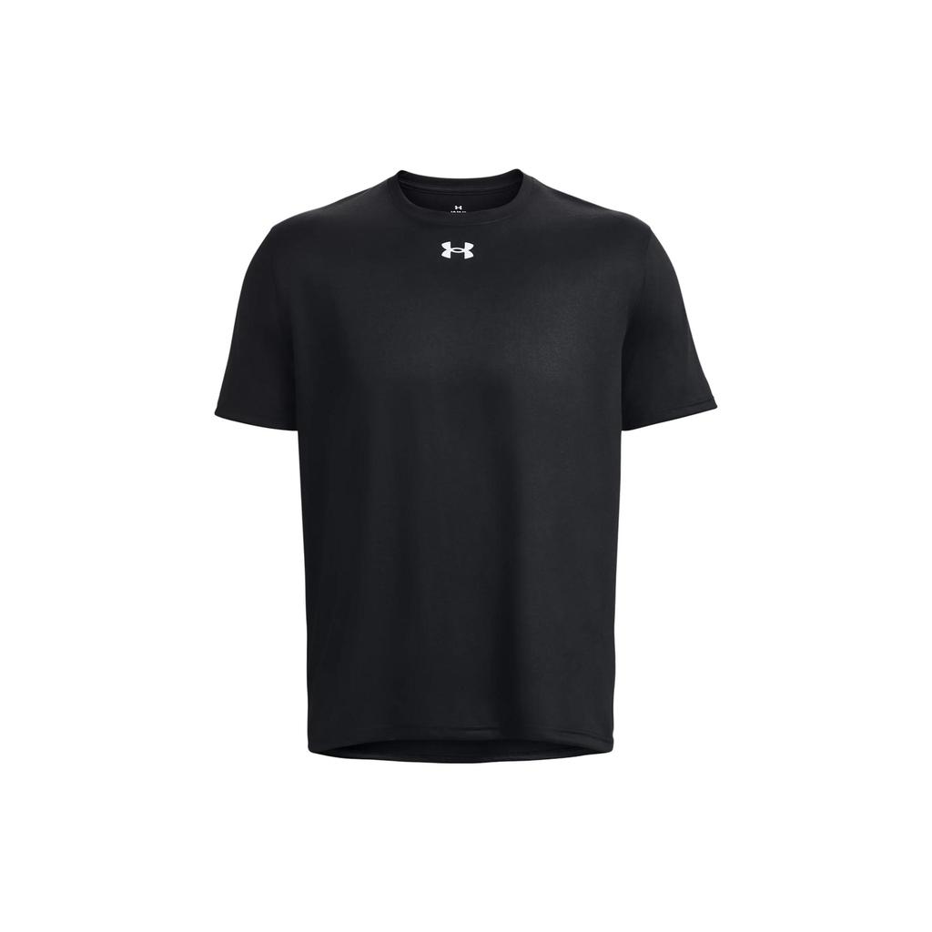 Under Armour Logo Print Solid Color Round Neck Short Sleeve T-Shirt Men Tops Black 1376842-001