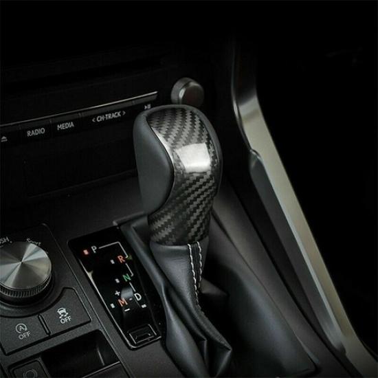 Red/Black Pure Carbo Fiber Gear Shift Knob Cover For Lexus ES 2015 2016 w/ Tape
