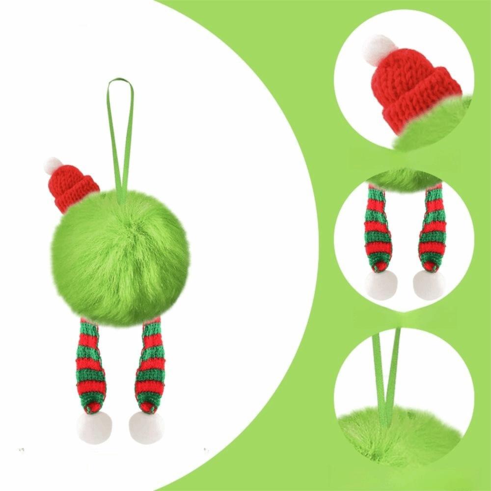 Furry Christmas Ball Lime Green DIY Christmas Tree Decoration Ball 6cm with Bow Christmas Hanging Decorations Navidad