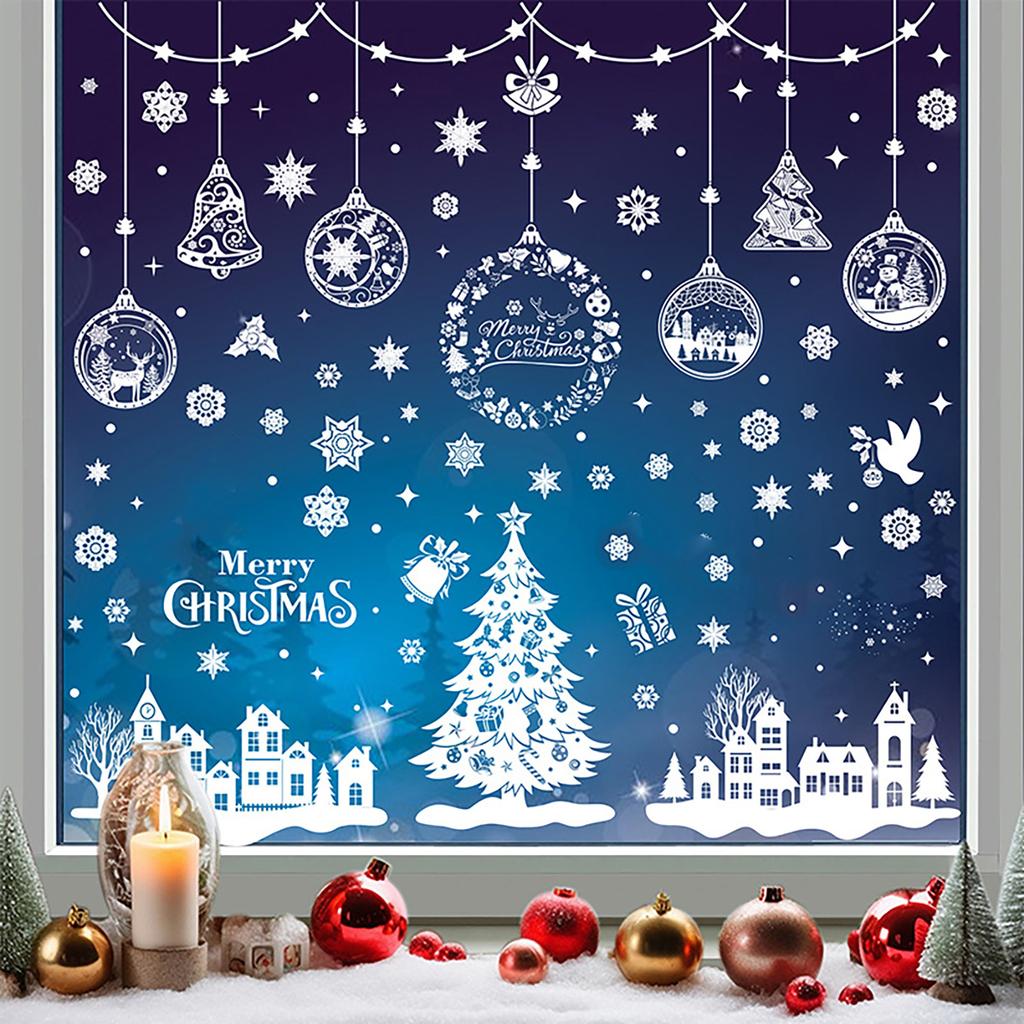 244 PCS Christmas Static Sticker 9 Sheets Of Window Sticker Window Decoration Glass Sticker Shopping Mall Hotel Floor-to-ceiling Christmas Decoration