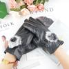 Флисовые термо перчатки из искусственной кожи для велоспорта, кожаные перчатки с сенсорным экраном