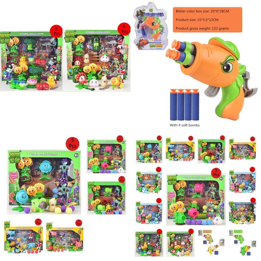 Plants Vs Zombie Peashooter Action Figure Dolls Set High Quality Kids Present