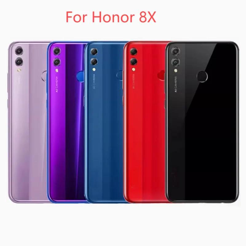 Задняя крышка для Huawei Honor 8X JSN-L22 6.5" Стеклянная крышка аккумулятора Ремонт Замена Задний корпус телефона с объективом камеры