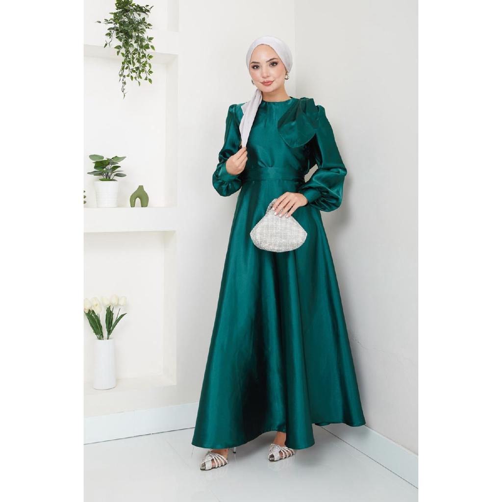 Женская одежда Вечернее платье Модное атласное длинное вечернее платье хиджаба с бантом 2745