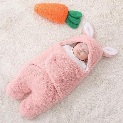 Зимний теплый пушистый флисовый детский спальный мешок с милыми ушками медвежонка, мягкая хлопковая подкладка, для коляски новорожденного, для сна на улице