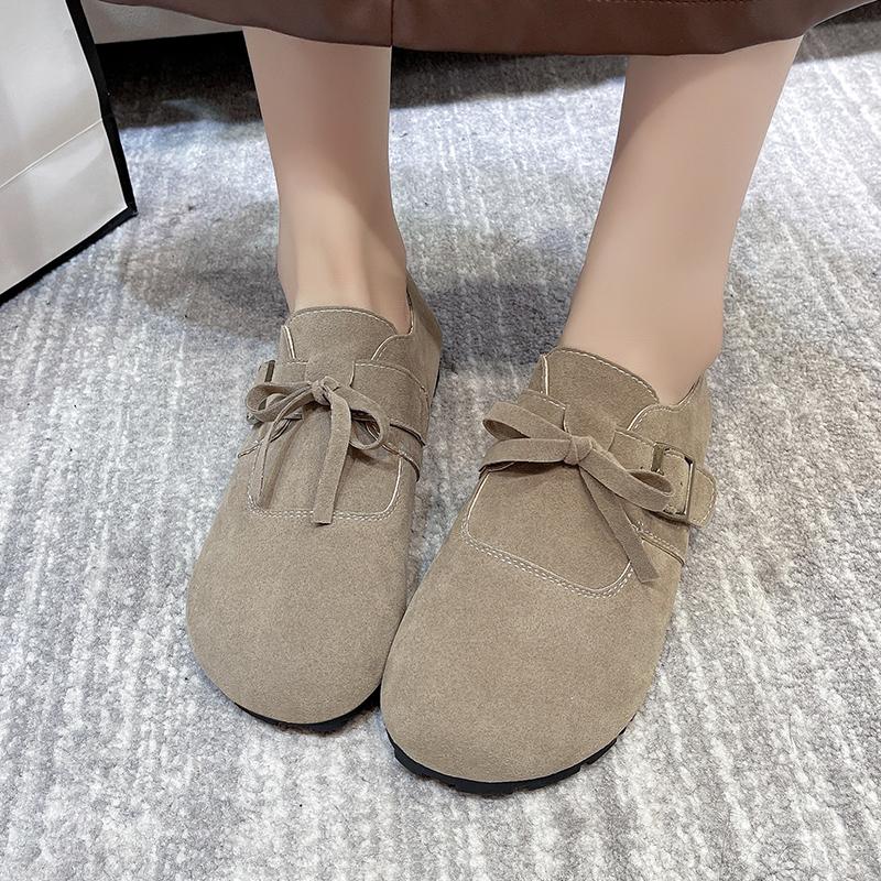 Мода Размер 35-40 Осень Новые женские замшевые туфли на плоской подошве Мягкая подошва Слипоны Женская повседневная обувь для ходьбы Универсальная дышащая женская обувь