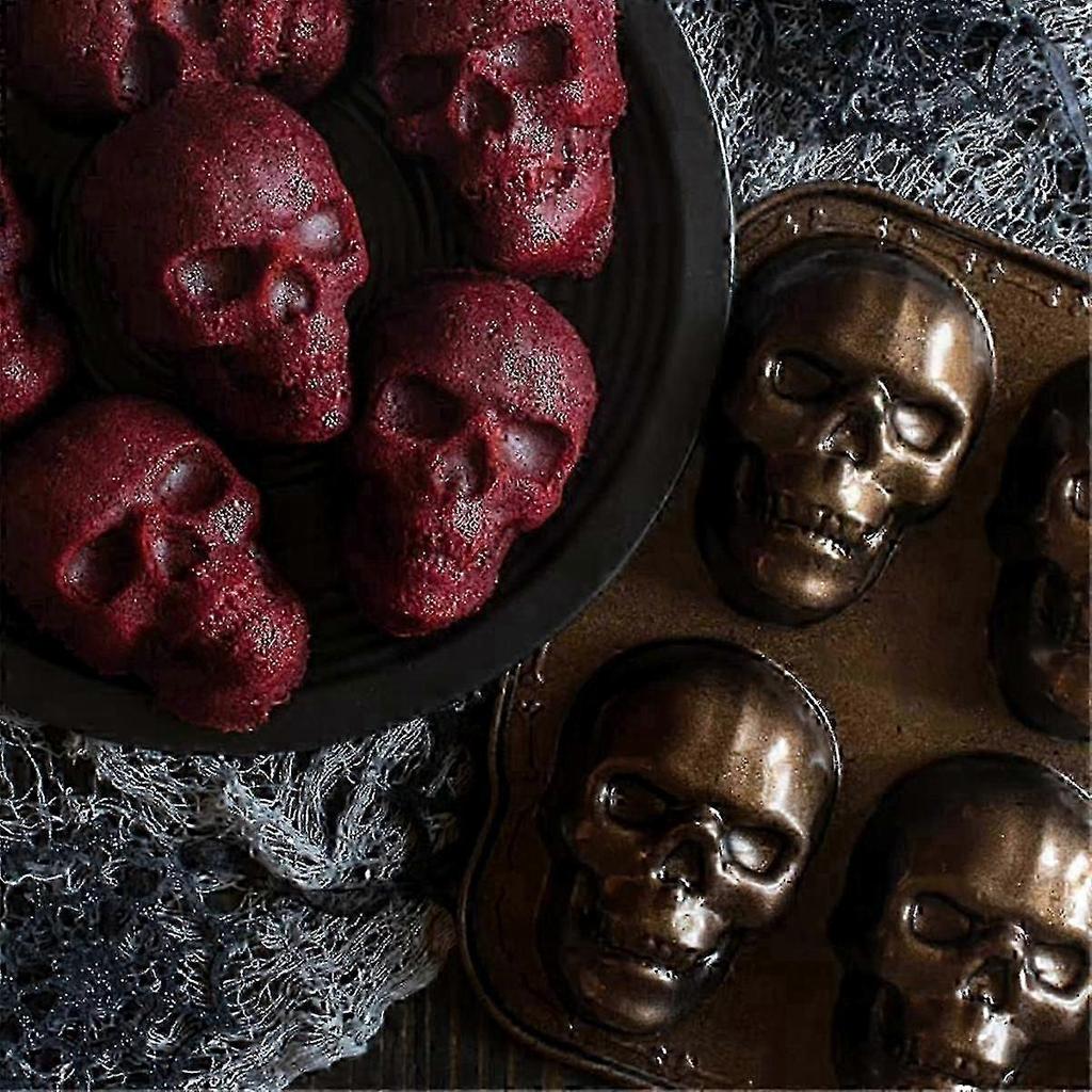 Halloween Bakeware Set, Skull-Shaped Cakelet Pan, Bronze Finish New Arrival