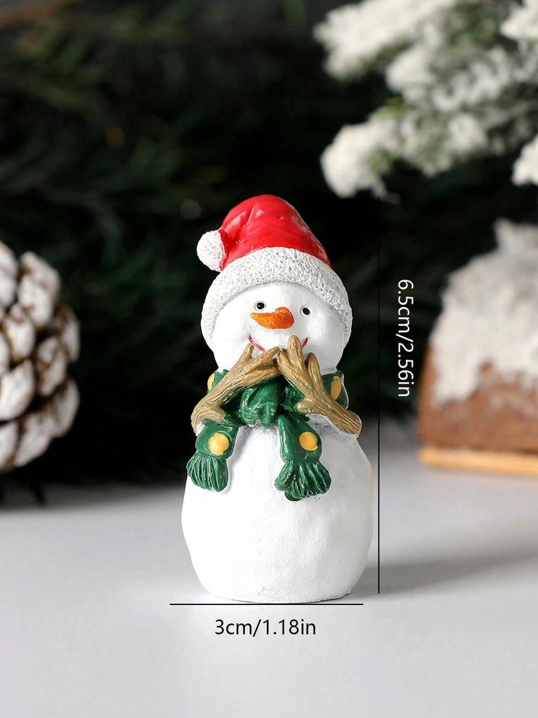Mini Christmas Figurines Cute Snowman,Santa & Reindeer Design Desktop Ornaments Small Resin Decor for Xmas Tree, Home&Party Gift