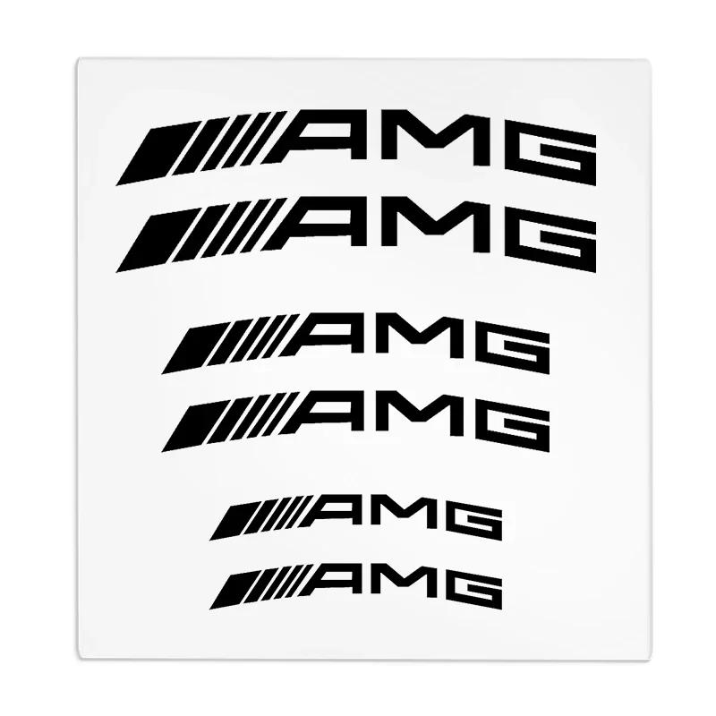 6pcs Car Styling Car Brake Caliper Stickers For AMG Mercedes Benz W204 W124 W201 W202 W212 W220 W205 GLA CLA Automotive Goods