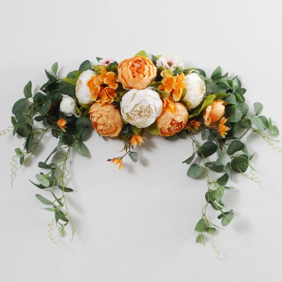 Искусственная гирлянда из пионов с зелеными листьями, свадебная вечеринка, цветочная арка, приветственная табличка, декоративная цветочная гирлянда, декор для дверного проема, стены, окна