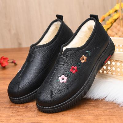 Изготовление на заказ зимних хлопковых туфель в старом пекинском стиле, женских бархатных утолщенных теплых туфель для мам на плоской подошве, нескользящих хлопковых ботинок для среднего и пожилого возраста