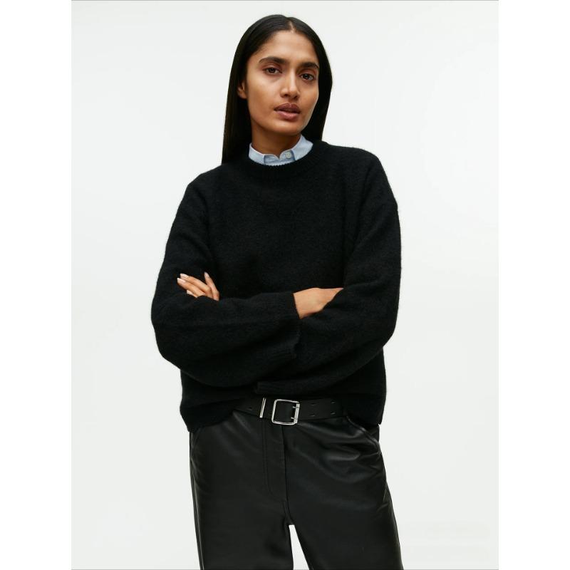 Осенне-зимний женский однотонный свободный утолщенный вязаный свитер с круглым вырезом